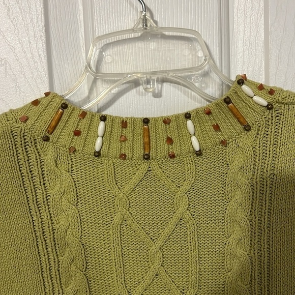 Adrienne Vittadini green sweater, pullover, round drew neck, cap sleeves Size L - Picture 4 of 11